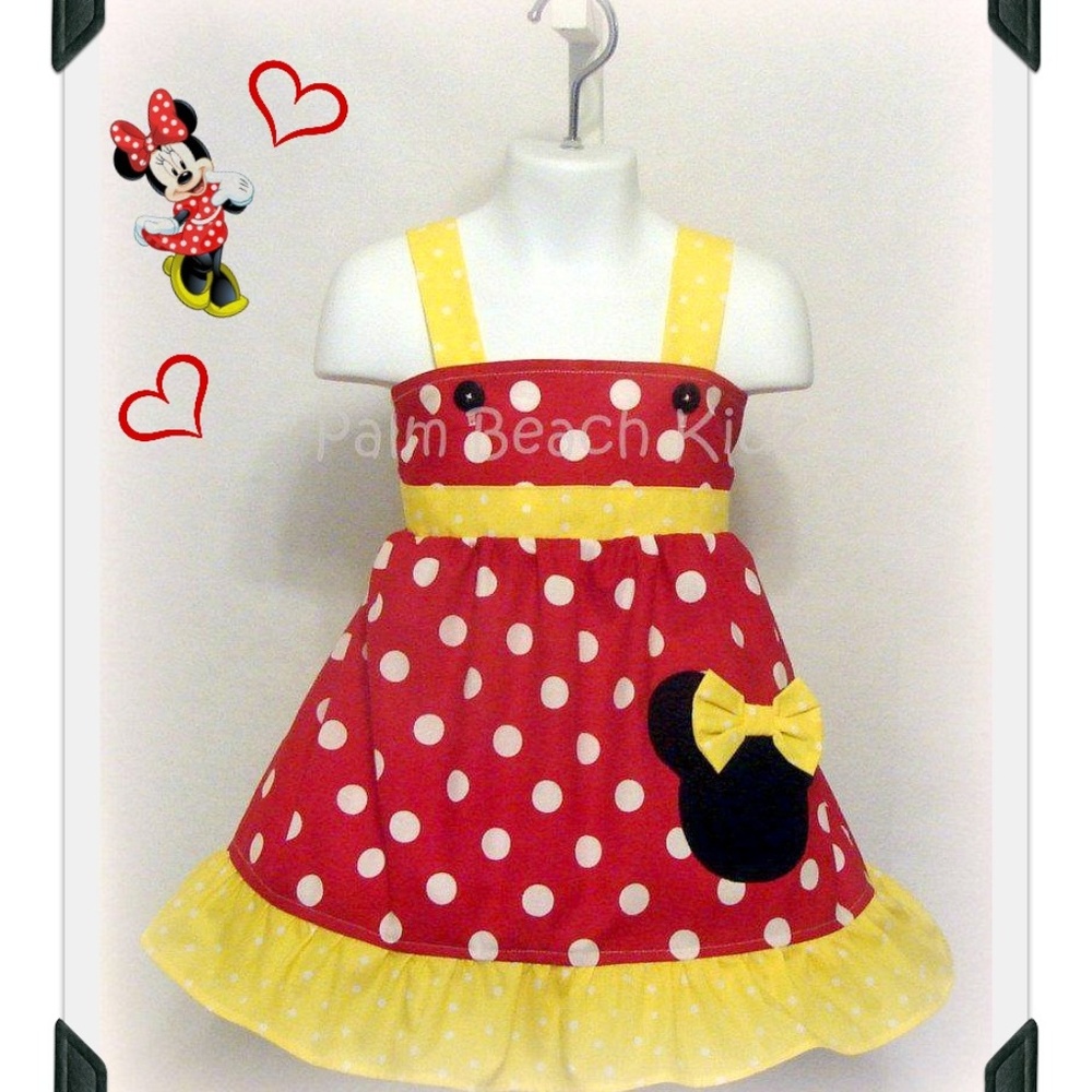 Girls Sweet Minnie Mouse Red N Yellow Dress